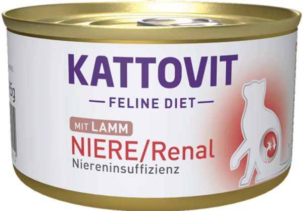 Kattovit 康特維 | Feline Diet | 腎臟保健 (Renal/Niere)羊味 | 罐裝貓濕糧 85g x 12 罐德國專業處方級配方 | 德國製造