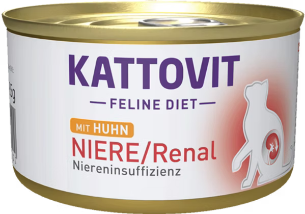Kattovit 康特維 | Feline Diet | 腎臟保健 (Renal/Niere) 成貓 | 雞肉味 | 罐裝貓濕糧 85g 德國專業處方級配方 | 德國製造